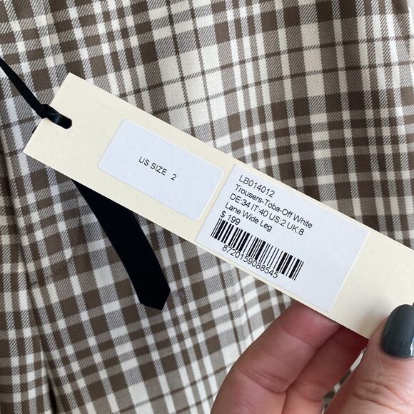 SUISTUDIO Lane Check High Waist Wide Leg Wool Trousers 2 - Picture 3 of 10